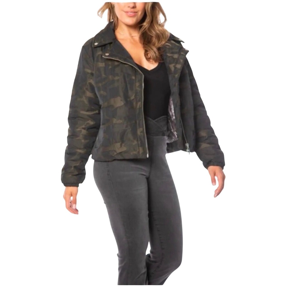 Juicy Couture Camo Puffer Moto Jacket Green Camouflage‎ M NWT Y2K Streetwear